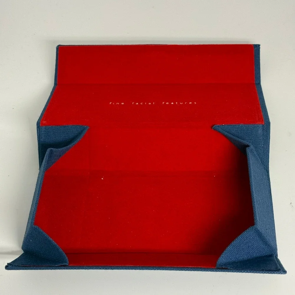 Nifties Eyeglass Case Navy Blue Red Velvet Lining Collapsible Hard Shell